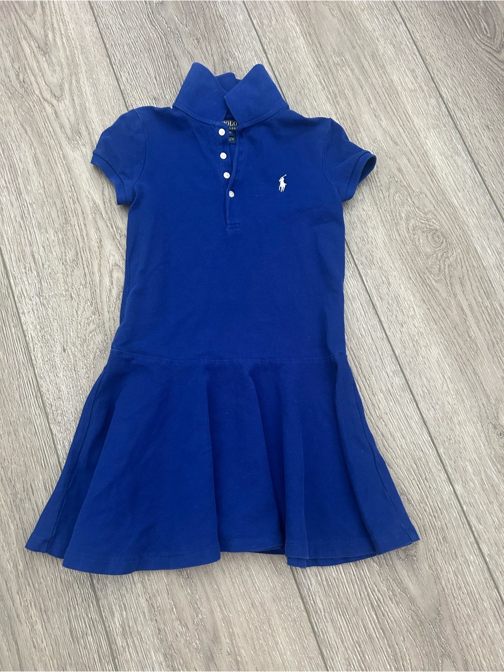 Polo Ralph Lauren Girls Royal Blue Stretch Mesh Dropwaist Polo Dress- Size 7